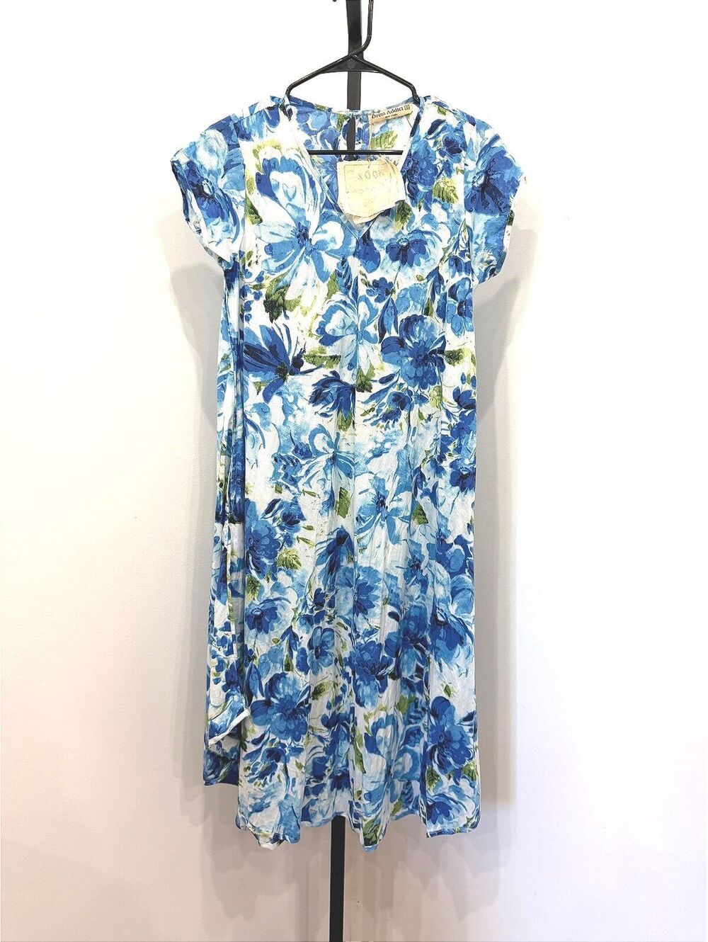 Dress Addict Blue Floral Organic Cotton Midi Dress Size S